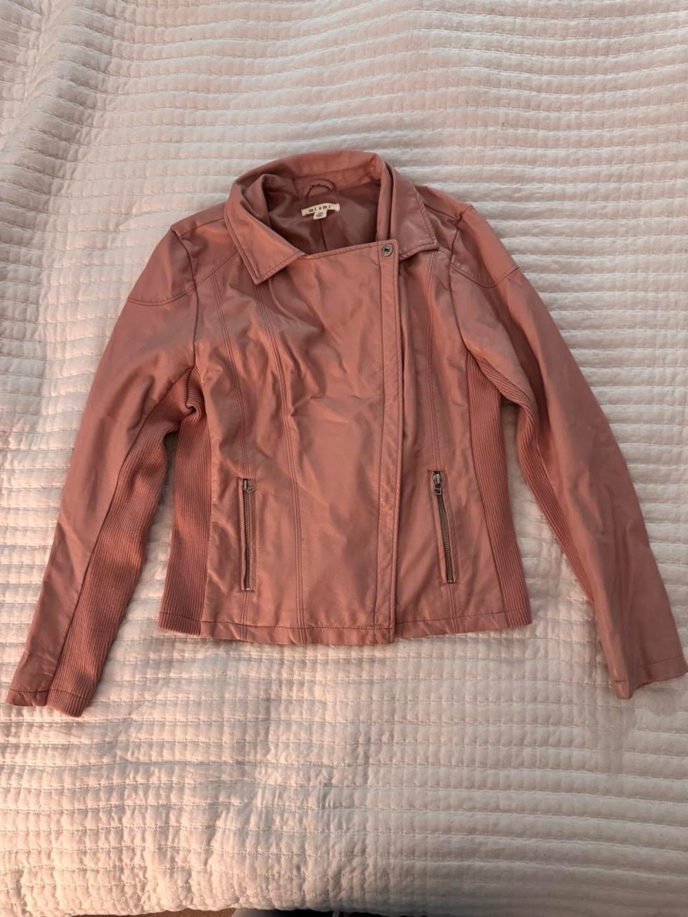Miami pink moto-style faux leather jacket-size M